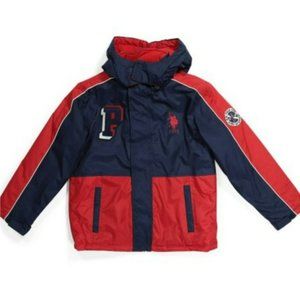 NWT US Polo Assn. Boys Fleece Lined Detachable Hood Puffer Coat Winter Jacket